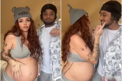 Pregnant Jesy Nelson flashes her growing baby bump in a grey bra as she prepares to welcome her twins with boyfriend Zion Foster