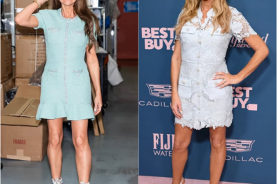 “Denise Richards Nearly Suffers Wardrobe Malfunction on Live as She Crosses Legs in Daring Blue Dress”