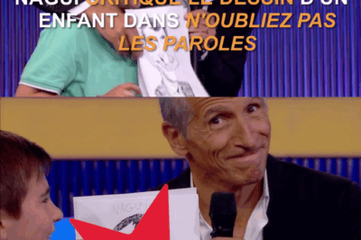Nagui critique le dessin que lui amène un enfant dans “N’oubliez pas les paroles” : une séquence drôle, sincère et inattendue qui fait le buzz !