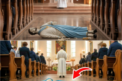 Statua della Vergine Maria cade dal nulla durante la messa e lascia il prete senza parole