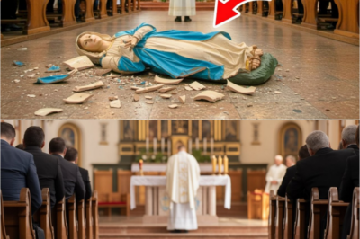 Statua della Vergine Maria cade dal nulla durante la messa e lascia il prete senza parole