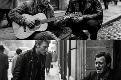 Un vétéran sans abri jouait “Que Je T’aime” — puis Johnny Hallyday s’est assis à côté de lui 